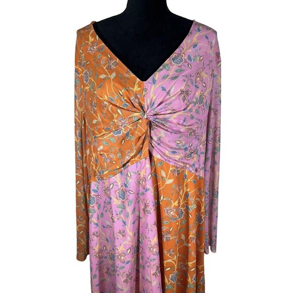 Rachel Antonoff Olivia Mesh Midi Dress Long Sleeve V-Neck Twist Front Size 26 - Picture 9 of 13